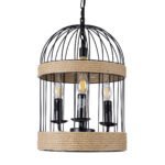 GLOBOSTAR® MERLIN 00865 Vintage Κρεμαστό Φωτιστικό Οροφής με Ντουί 3 x E14 AC 220-240V IP20 - Μαύρο & Μπεζ - Μ28 x Π28 x Υ40cm - Image 5