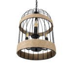 GLOBOSTAR® MERLIN 00865 Vintage Κρεμαστό Φωτιστικό Οροφής με Ντουί 3 x E14 AC 220-240V IP20 - Μαύρο & Μπεζ - Μ28 x Π28 x Υ40cm - Image 6