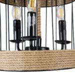 GLOBOSTAR® MERLIN 00865 Vintage Κρεμαστό Φωτιστικό Οροφής με Ντουί 3 x E14 AC 220-240V IP20 - Μαύρο & Μπεζ - Μ28 x Π28 x Υ40cm - Image 8