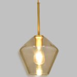 GLOBOSTAR® AMARIS 00869 Μοντέρνο Κρεμαστό Φωτιστικό Οροφής με Ντουί 1 x E27 AC 220-240V IP20 - Χρυσό Πλατίνα & Μελί - Μ22 x Π22 x Y22cm - Image 2