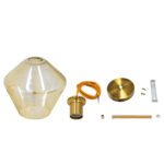 GLOBOSTAR® AMARIS 00869 Μοντέρνο Κρεμαστό Φωτιστικό Οροφής με Ντουί 1 x E27 AC 220-240V IP20 - Χρυσό Πλατίνα & Μελί - Μ22 x Π22 x Y22cm - Image 7