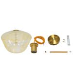 GLOBOSTAR® AMARIS 00870 Μοντέρνο Κρεμαστό Φωτιστικό Οροφής με Ντουί 1 x E27 AC 220-240V IP20 - Χρυσό Πλατίνα & Μελί - Μ30 x Π30 x Y22cm - Image 7