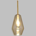 GLOBOSTAR® AMARIS 00871 Μοντέρνο Κρεμαστό Φωτιστικό Οροφής με Ντουί 1 x E27 AC 220-240V IP20 - Χρυσό Πλατίνα & Μελί - Μ17 x Π17 x Υ30cm - Image 2