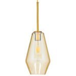 GLOBOSTAR® AMARIS 00871 Μοντέρνο Κρεμαστό Φωτιστικό Οροφής με Ντουί 1 x E27 AC 220-240V IP20 - Χρυσό Πλατίνα & Μελί - Μ17 x Π17 x Υ30cm - Image 4