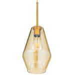 GLOBOSTAR® AMARIS 00871 Μοντέρνο Κρεμαστό Φωτιστικό Οροφής με Ντουί 1 x E27 AC 220-240V IP20 - Χρυσό Πλατίνα & Μελί - Μ17 x Π17 x Υ30cm - Image 5