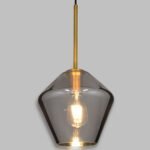 GLOBOSTAR® AMARIS 00872 Μοντέρνο Κρεμαστό Φωτιστικό Οροφής με Ντουί 1 x E27 AC 220-240V IP20 - Χρυσό Πλατίνα & Μαύρο Φιμέ - Μ22 x Π22 x Y22cm - Image 2