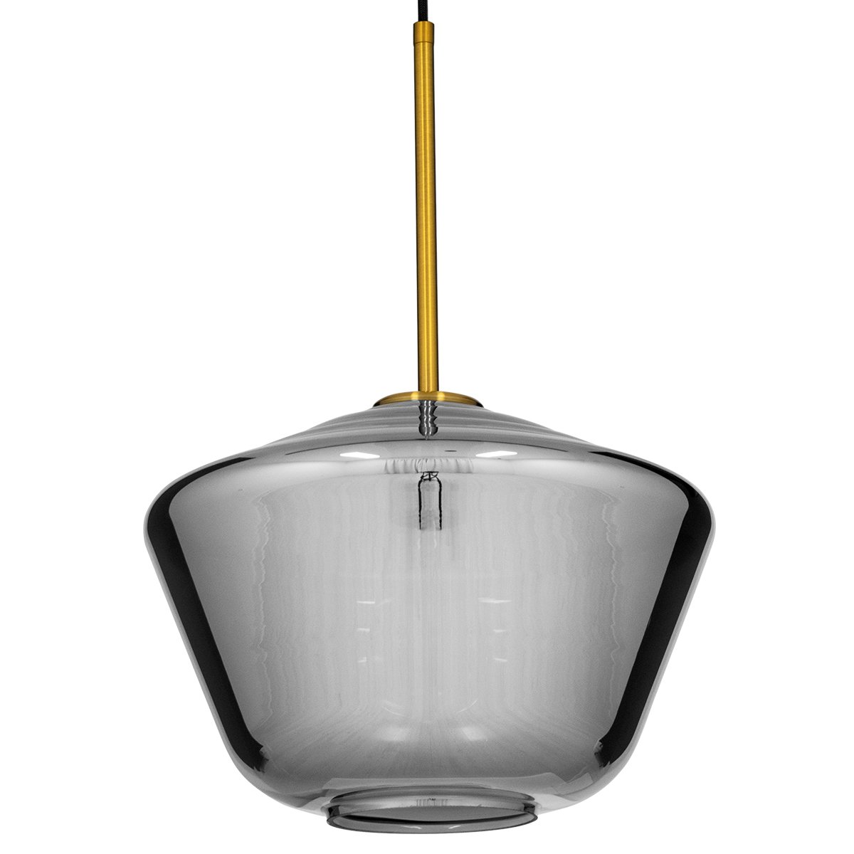 00873_0 GLOBOSTAR® AMARIS 00873 Μοντέρνο Κρεμαστό Φωτιστικό Οροφής με Ντουί 1 x E27 AC 220-240V IP20 - Χρυσό Πλατίνα & Μαύρο Φιμέ - Μ30 x Π30 x Y22cm - Image 1