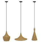 GLOBOSTAR® SHANGHAI ROPE 00875 Μοντέρνo Κρεμαστό Φωτιστικό Οροφής με Ντουί 3 x E27 AC 220-240V IP20 - Μπεζ & Χρυσό - Μ81 x Π81 x Υ39cm - Σετ 3 Τεμαχίων - Image 3