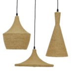 GLOBOSTAR® SHANGHAI ROPE 00875 Μοντέρνo Κρεμαστό Φωτιστικό Οροφής με Ντουί 3 x E27 AC 220-240V IP20 - Μπεζ & Χρυσό - Μ81 x Π81 x Υ39cm - Σετ 3 Τεμαχίων - Image 4