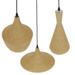 GLOBOSTAR® SHANGHAI ROPE 00875 Μοντέρνo Κρεμαστό Φωτιστικό Οροφής με Ντουί 3 x E27 AC 220-240V IP20 - Μπεζ & Χρυσό - Μ81 x Π81 x Υ39cm - Σετ 3 Τεμαχίων - Image 5