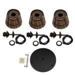 GLOBOSTAR® CEBU 00888 Vintage Κρεμαστό Φωτιστικό Οροφής με Ντουί 3 x E27 AC 220-240V IP20 - Καφέ & Μαύρο - Μ40 x Π40 x Y210cm - Image 11