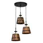 GLOBOSTAR® CEBU 00888 Vintage Κρεμαστό Φωτιστικό Οροφής με Ντουί 3 x E27 AC 220-240V IP20 - Καφέ & Μαύρο - Μ40 x Π40 x Y210cm - Image 3