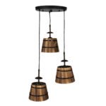 GLOBOSTAR® CEBU 00888 Vintage Κρεμαστό Φωτιστικό Οροφής με Ντουί 3 x E27 AC 220-240V IP20 - Καφέ & Μαύρο - Μ40 x Π40 x Y210cm - Image 4