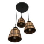 GLOBOSTAR® CEBU 00888 Vintage Κρεμαστό Φωτιστικό Οροφής με Ντουί 3 x E27 AC 220-240V IP20 - Καφέ & Μαύρο - Μ40 x Π40 x Y210cm - Image 5