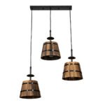 GLOBOSTAR® CEBU 00889 Vintage Κρεμαστό Φωτιστικό Οροφής με Ντουί 3 x E27 AC 220-240V IP20 - Καφέ & Μαύρο - Μ55.5 x Π18.5 x Y210cm - Image 3