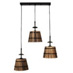 GLOBOSTAR® CEBU 00889 Vintage Κρεμαστό Φωτιστικό Οροφής με Ντουί 3 x E27 AC 220-240V IP20 - Καφέ & Μαύρο - Μ55.5 x Π18.5 x Y210cm - Image 4