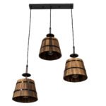 GLOBOSTAR® CEBU 00889 Vintage Κρεμαστό Φωτιστικό Οροφής με Ντουί 3 x E27 AC 220-240V IP20 - Καφέ & Μαύρο - Μ55.5 x Π18.5 x Y210cm - Image 5