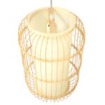 GLOBOSTAR® HIBISCUS 00893 Boho Κρεμαστό Φωτιστικό Οροφής με Ντουί 1 x E27 AC 220-240V IP20 - Μπεζ - Μ25 x Π25 x Υ42cm - Image 6