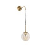 GLOBOSTAR® MADISON 01427 Μοντέρνο Φωτιστικό Τοίχου - Απλίκα με Ντουί 1 x E27 AC 220-240V IP20 - Χρυσό & Μελί - Μ15 x Π25 x Υ65cm - Image 2