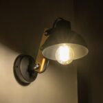 GLOBOSTAR® GRANT 00902 Μοντέρνο Φωτιστικό Τοίχου - Απλίκα με Ντουί 1 x E27 AC 220-240V IP20 - Μαύρο & Μπεζ - Μ15 x Π23 x Υ22cm - Image 3