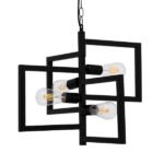 GLOBOSTAR® LOOP 00904 Μοντέρνο Κρεμαστό Φωτιστικό Οροφής με Ντουί 4 x E27 AC 220-240V IP20 - Μαύρο - Μ52 x Π52 x Υ42cm