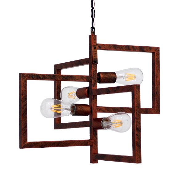 00905_0 GLOBOSTAR® LOOP 00905 Μοντέρνο Κρεμαστό Φωτιστικό Οροφής με Ντουί 4 x E27 AC 220-240V IP20 - Χάλκινο - Μ52 x Π52 x Υ42cm - Image 1