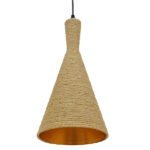 GLOBOSTAR® SHANGHAI 00918 Boho Κρεμαστό Φωτιστικό Οροφής με Ντουί 1 x E27 AC 220-240V IP20 - Μπεζ & Χρυσό - Μ19 x Π19 x Υ38cm - Image 6