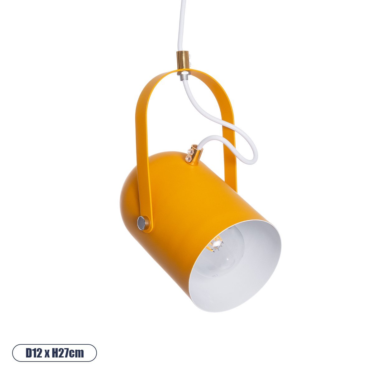 00926_0-1 GLOBOSTAR® HAZEL 00926 Μοντέρνο Κρεμαστό Φωτιστικό Οροφής με Ντουί 1 x E27 AC 220-240V IP20 - Πορτοκαλί & Χρυσό - Μ12 x Π12 x Υ27cm - Image 1