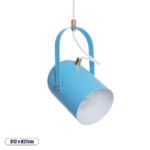 GLOBOSTAR® HAZEL 00927 Μοντέρνο Κρεμαστό Φωτιστικό Οροφής με Ντουί 1 x E27 AC 220-240V IP20 - Γαλάζιο & Χρυσό - Μ12 x Π12 x Υ27cm