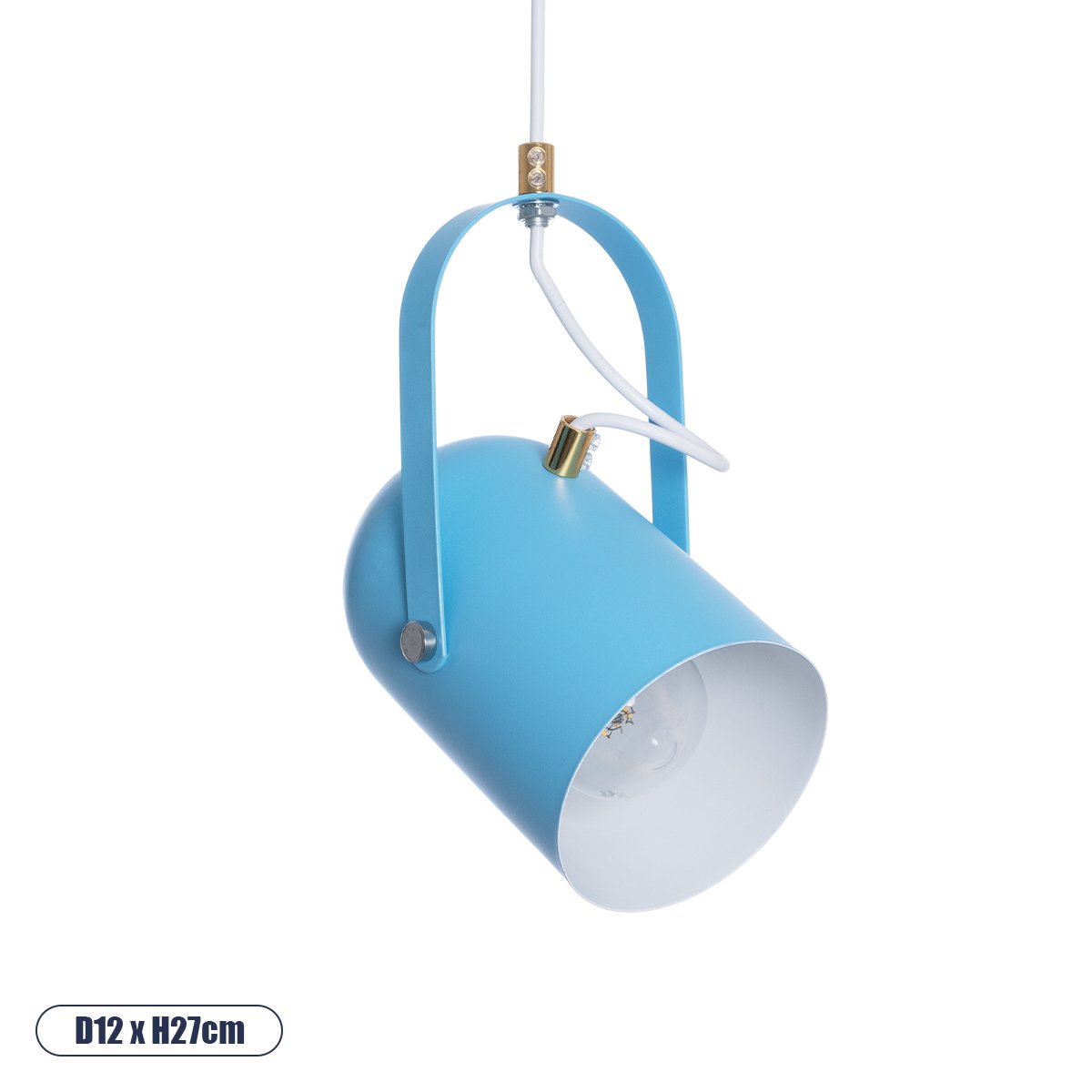 00927_0-1 GLOBOSTAR® HAZEL 00927 Μοντέρνο Κρεμαστό Φωτιστικό Οροφής με Ντουί 1 x E27 AC 220-240V IP20 - Γαλάζιο & Χρυσό - Μ12 x Π12 x Υ27cm - Image 1