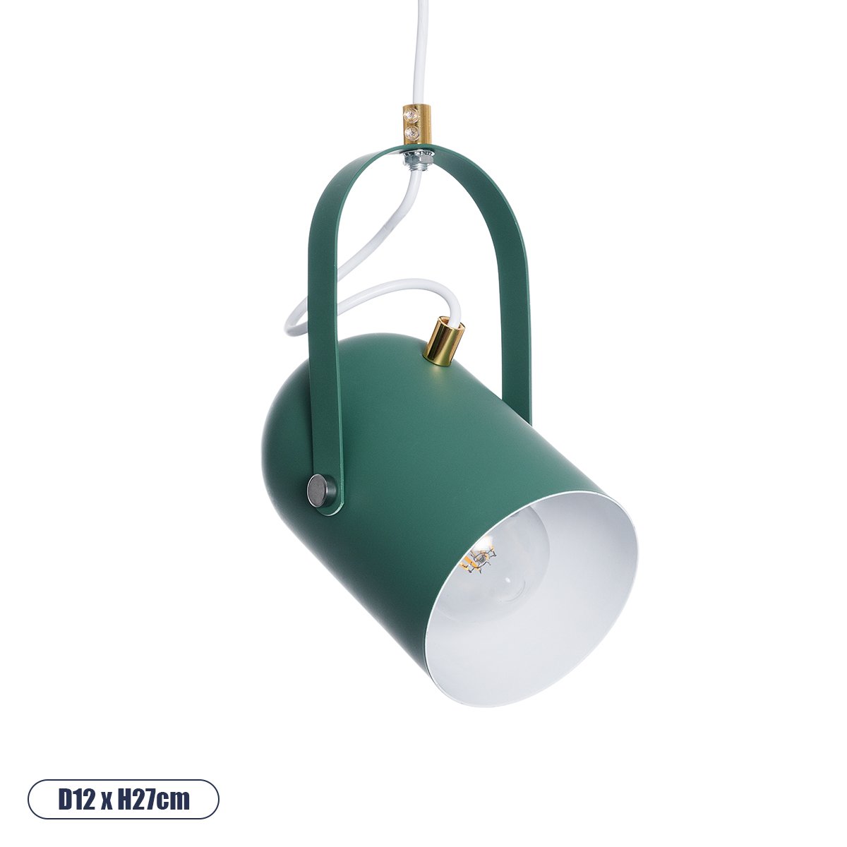 00928_0-1 GLOBOSTAR® HAZEL 00928 Μοντέρνο Κρεμαστό Φωτιστικό Οροφής με Ντουί 1 x E27 AC 220-240V IP20 - Πράσινο & Χρυσό - Μ12 x Π12 x Υ27cm - Image 1