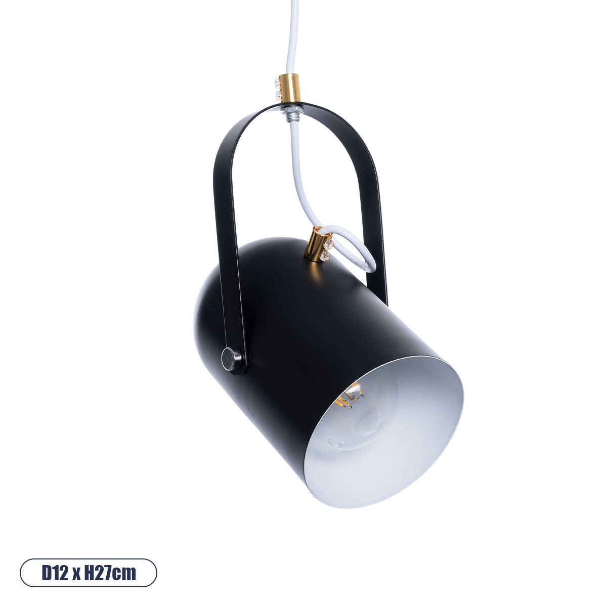 00930_0 GLOBOSTAR® HAZEL 00930 Μοντέρνο Κρεμαστό Φωτιστικό Οροφής με Ντουί 1 x E27 AC 220-240V IP20 - Μαύρο & Χρυσό - Μ12 x Π12 x Υ27cm - Image 1