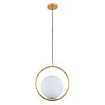 GLOBOSTAR® MADRID 00932 Μοντέρνο Κρεμαστό Φωτιστικό Οροφής με Ντουί 1 x E27 AC 220-240V IP20 - Χρυσό & Λευκό - Μ30 x Π20 x Υ30cm - Image 4