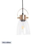 GLOBOSTAR® JAVER 00934 Vintage Κρεμαστό Φωτιστικό Οροφής με Ντουί 1 x E27 AC 220-240V IP20 - Διάφανο & Ροζ Χρυσό - Μ14.5 x Π14.5 x Υ28cm