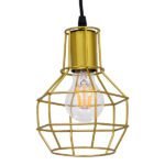 GLOBOSTAR® CAGE 00950 Vintage Κρεμαστό Φωτιστικό Οροφής με Ντουί 1 x E27 AC 220-240V IP20 - Χρυσό - Μ15 x Π15 x Y22cm
