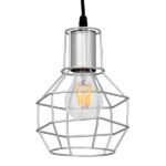 GLOBOSTAR® CAGE 00951 Vintage Κρεμαστό Φωτιστικό Οροφής με Ντουί 1 x E27 AC 220-240V IP20 - Ασημί - Μ15 x Π15 x Y22cm