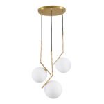 GLOBOSTAR® MONROE 00953 Μοντέρνο Κρεμαστό Φωτιστικό Οροφής με Ντουί 3 x E27 AC 220-240V IP20 - Χρυσό & Λευκό - Μ60 x Π60 x Υ50cm