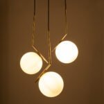 GLOBOSTAR® MONROE 00953 Μοντέρνο Κρεμαστό Φωτιστικό Οροφής με Ντουί 3 x E27 AC 220-240V IP20 - Χρυσό & Λευκό - Μ60 x Π60 x Υ50cm - Image 3