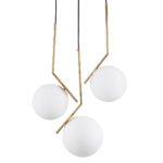 GLOBOSTAR® MONROE 00953 Μοντέρνο Κρεμαστό Φωτιστικό Οροφής με Ντουί 3 x E27 AC 220-240V IP20 - Χρυσό & Λευκό - Μ60 x Π60 x Υ50cm - Image 4