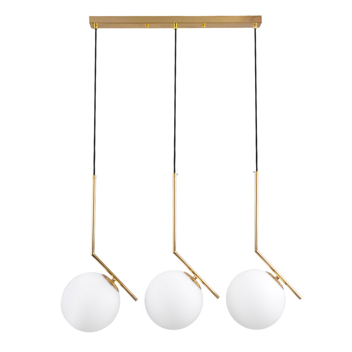 00955_0 GLOBOSTAR® MONROE 00955 Μοντέρνο Κρεμαστό Φωτιστικό Οροφής με Ντουί 3 x E27 AC 220-240V IP20 - Χρυσό & Λευκό - Μ74 x Π25 x Υ50cm - Image 1