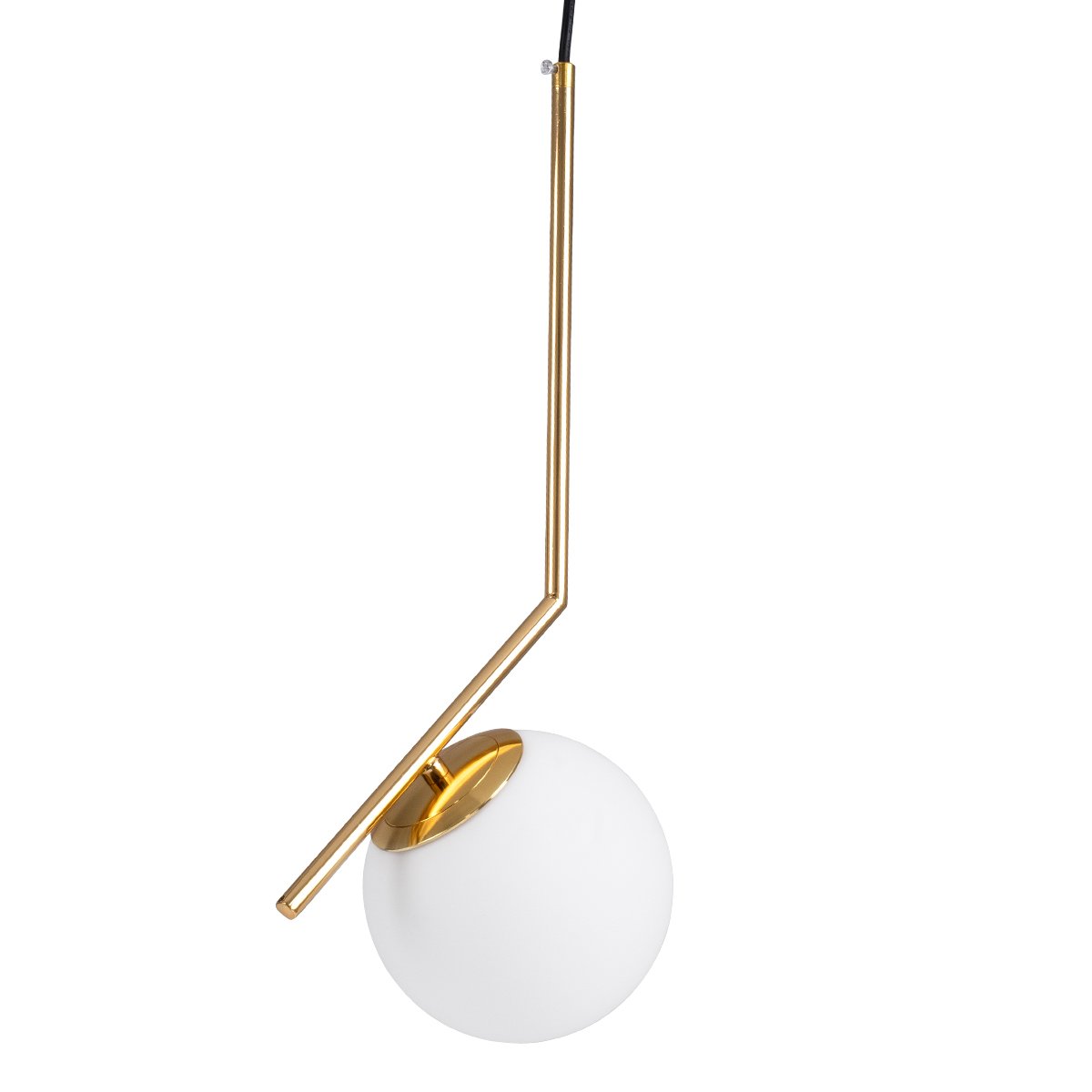 00958_0 GLOBOSTAR® MONROE 00958 Μοντέρνο Κρεμαστό Φωτιστικό Οροφής με Ντουί 1 x E27 AC 220-240V IP20 - Χρυσό Πλατίνα & Λευκό - Μ15 x Π15 x Υ49cm - Image 1