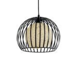 GLOBOSTAR® CARTER 00960 Μοντέρνο Κρεμαστό Φωτιστικό Οροφής με Ντουί 1 x E27 AC 220-240V IP20 - Μαύρο & Μπεζ - Μ28 x Π28 x Υ23cm - Image 2