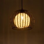 GLOBOSTAR® CARTER 00960 Μοντέρνο Κρεμαστό Φωτιστικό Οροφής με Ντουί 1 x E27 AC 220-240V IP20 - Μαύρο & Μπεζ - Μ28 x Π28 x Υ23cm - Image 3