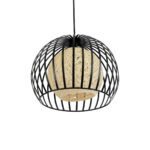 GLOBOSTAR® CARTER 00960 Μοντέρνο Κρεμαστό Φωτιστικό Οροφής με Ντουί 1 x E27 AC 220-240V IP20 - Μαύρο & Μπεζ - Μ28 x Π28 x Υ23cm - Image 6