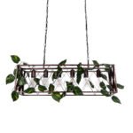 GLOBOSTAR® CLARITY 00963 Vintage Κρεμαστό Φωτιστικό Οροφής με Ντουί 6 x E27 AC 220-240V IP20 - Χάλκινο Εφέ Σκουριάς & Πράσινο - Μ78 x Π25 x Υ22cm - Image 2