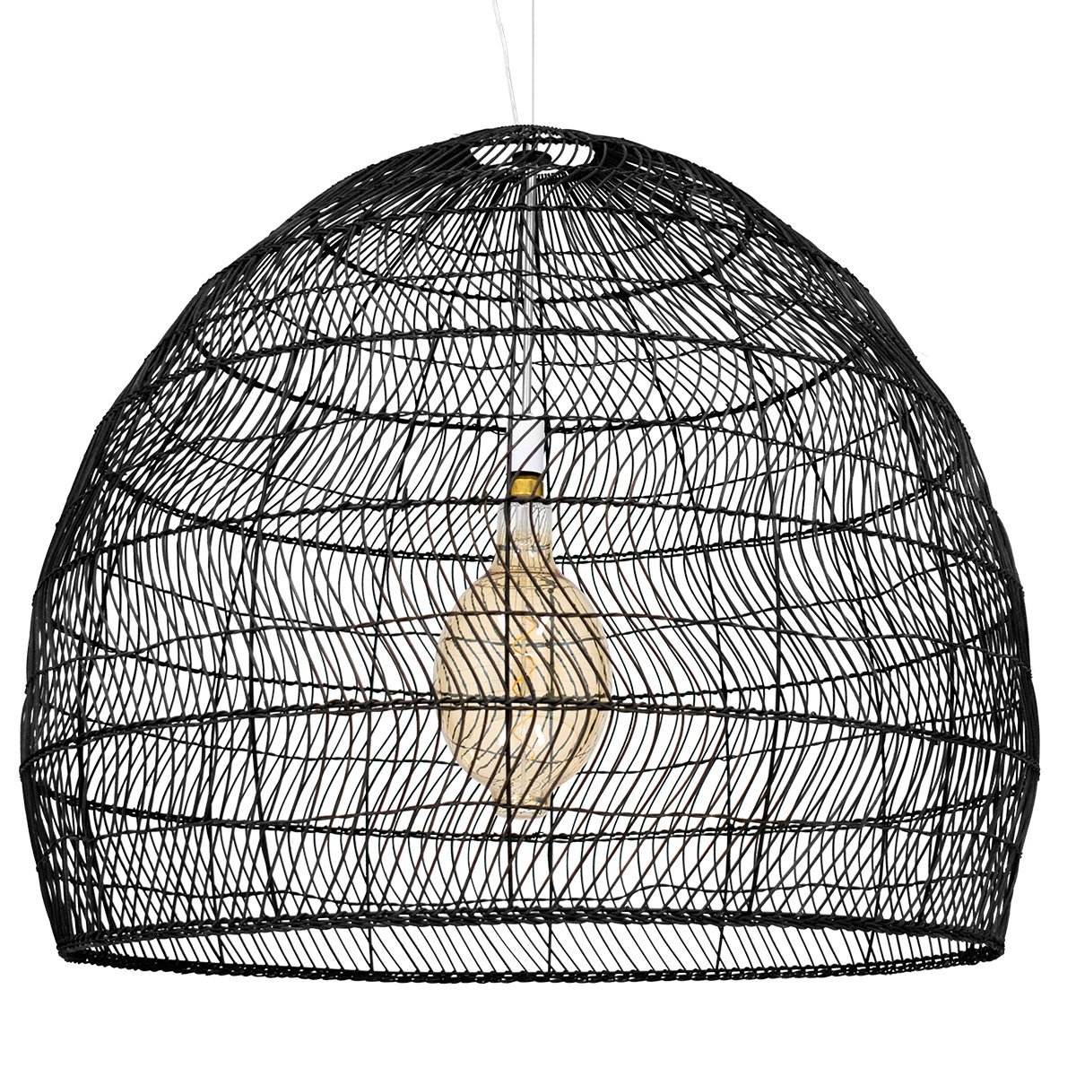 00966_0 GLOBOSTAR® MALIBU 00966 Boho Κρεμαστό Φωτιστικό Οροφής με Ντουί 1 x E27 AC 220-240V IP20 - Μαύρο - Μ100 x Π100 x Y86cm - Image 1