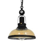 GLOBOSTAR® BILLIARD 00971 Vintage Κρεμαστό Φωτιστικό Οροφής με Ντουί 1 x E27 AC 220-240V IP20 - Mαύρο & Μελί - Μ25 x Π25 x Υ29cm