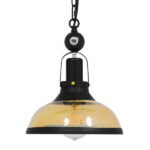 GLOBOSTAR® BILLIARD 00971 Vintage Κρεμαστό Φωτιστικό Οροφής με Ντουί 1 x E27 AC 220-240V IP20 - Mαύρο & Μελί - Μ25 x Π25 x Υ29cm - Image 4