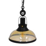 GLOBOSTAR® BILLIARD 00971 Vintage Κρεμαστό Φωτιστικό Οροφής με Ντουί 1 x E27 AC 220-240V IP20 - Mαύρο & Μελί - Μ25 x Π25 x Υ29cm - Image 5