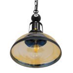 GLOBOSTAR® BILLIARD 00971 Vintage Κρεμαστό Φωτιστικό Οροφής με Ντουί 1 x E27 AC 220-240V IP20 - Mαύρο & Μελί - Μ25 x Π25 x Υ29cm - Image 6